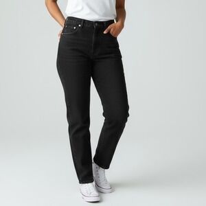 Wrangler Vintage Black Denim Jeans High Rise Mom Jeans Straight Leg Size 28